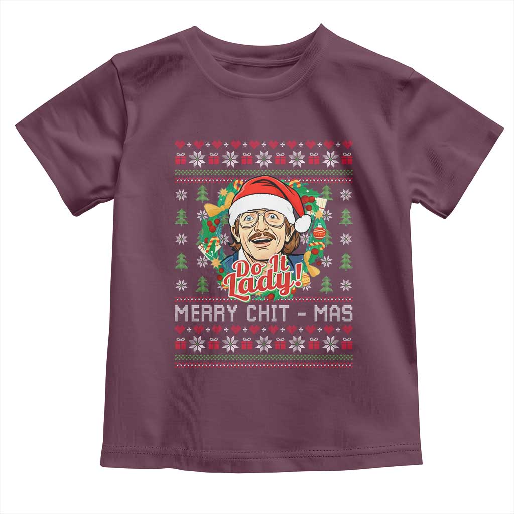 Funny Chit Christmas Toddler T Shirt Merry Chit Mas Do It Lady Xmas Wreath - Wonder Print Shop
