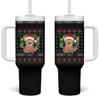 Funny Chit Christmas Tumbler With Handle Merry Chit Mas Do It Lady Xmas Wreath - Wonder Print Shop