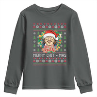 Funny Chit Christmas Youth Sweatshirt Merry Chit Mas Do It Lady Xmas Wreath - Wonder Print Shop
