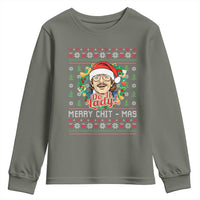 Funny Chit Christmas Youth Sweatshirt Merry Chit Mas Do It Lady Xmas Wreath - Wonder Print Shop