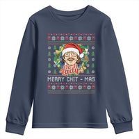 Funny Chit Christmas Youth Sweatshirt Merry Chit Mas Do It Lady Xmas Wreath - Wonder Print Shop
