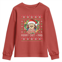 Funny Chit Christmas Youth Sweatshirt Merry Chit Mas Do It Lady Xmas Wreath - Wonder Print Shop