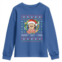 Funny Chit Christmas Youth Sweatshirt Merry Chit Mas Do It Lady Xmas Wreath - Wonder Print Shop