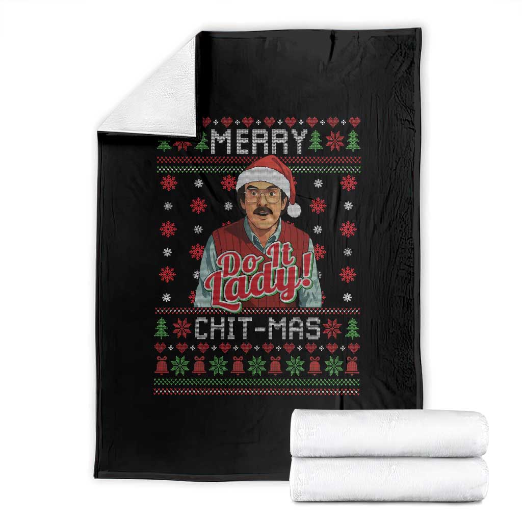 Funny Chit Christmas Throw Blanket Merry Chit Mas Do It Lady Ugly Xmas - Wonder Print Shop
