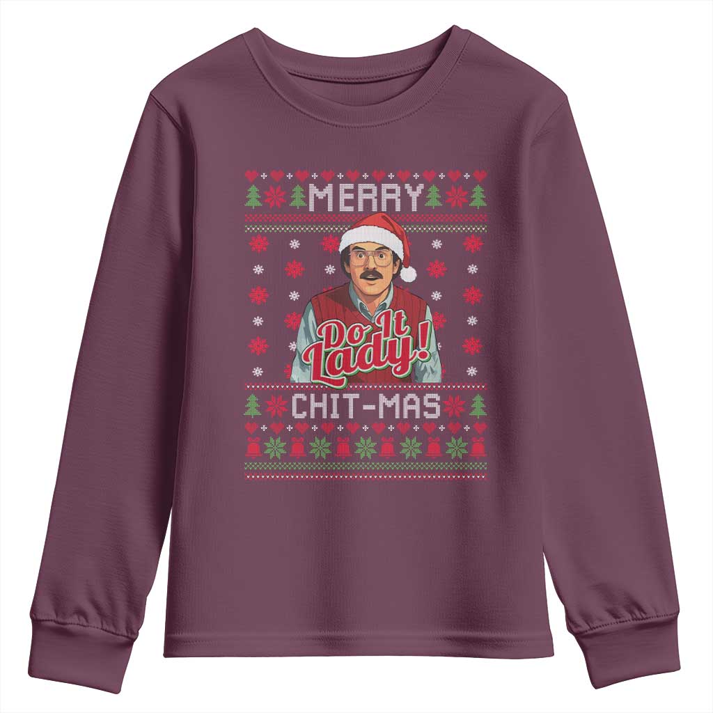 Funny Chit Christmas Youth Sweatshirt Merry Chit Mas Do It Lady Ugly Xmas - Wonder Print Shop