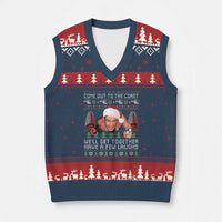Funny Nakatomi Plaza Xmas V-Neck Knit Sweater Vest Come Out To The Coast John Xmas 80's Die Movie - Wonder Print Shop