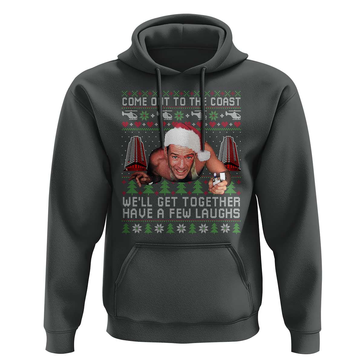 Funny Nakatomi Plaza Christmas Hoodie Come Out To The Coast John Xmas 80's Die Movie - Wonder Print Shop