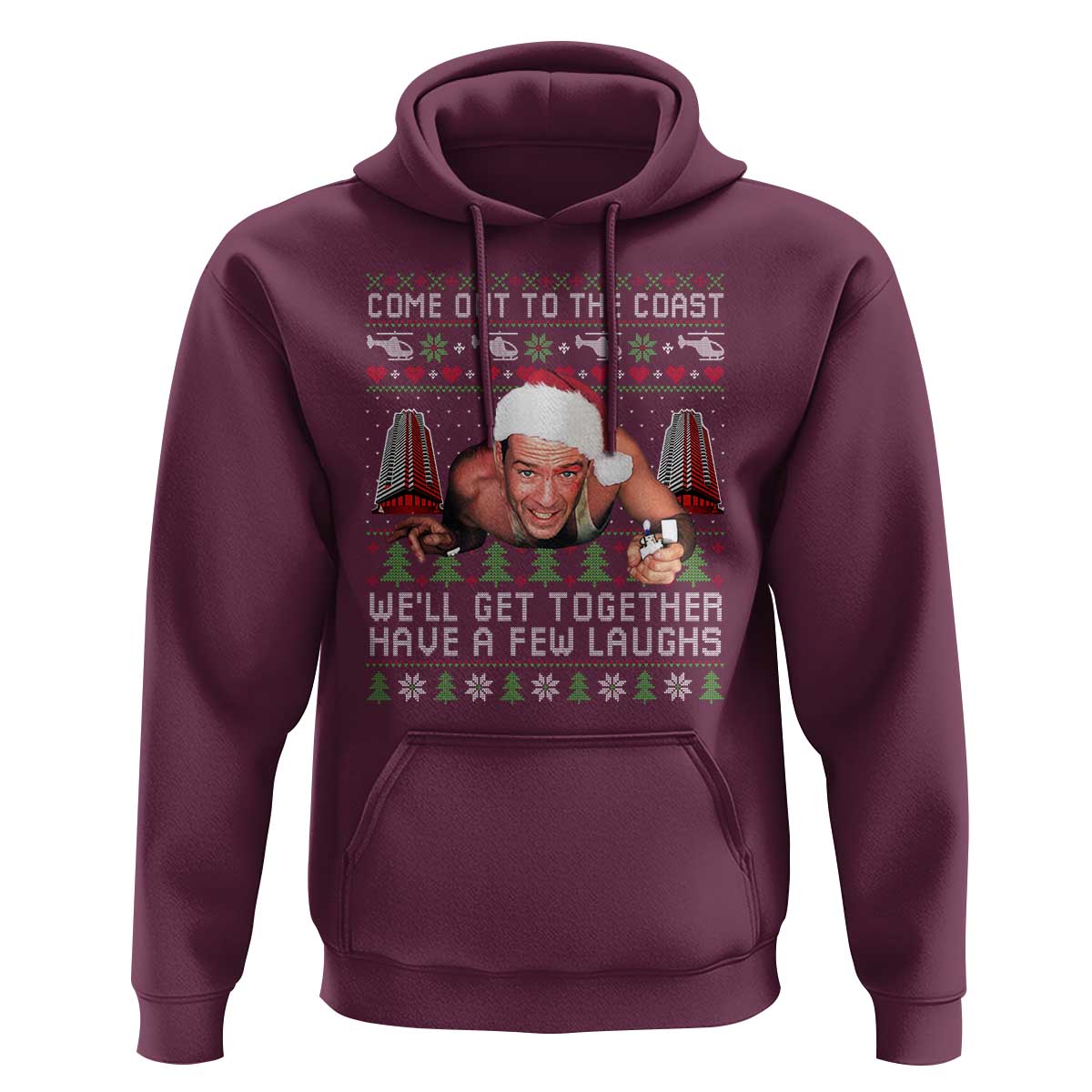 Funny Nakatomi Plaza Christmas Hoodie Come Out To The Coast John Xmas 80's Die Movie - Wonder Print Shop