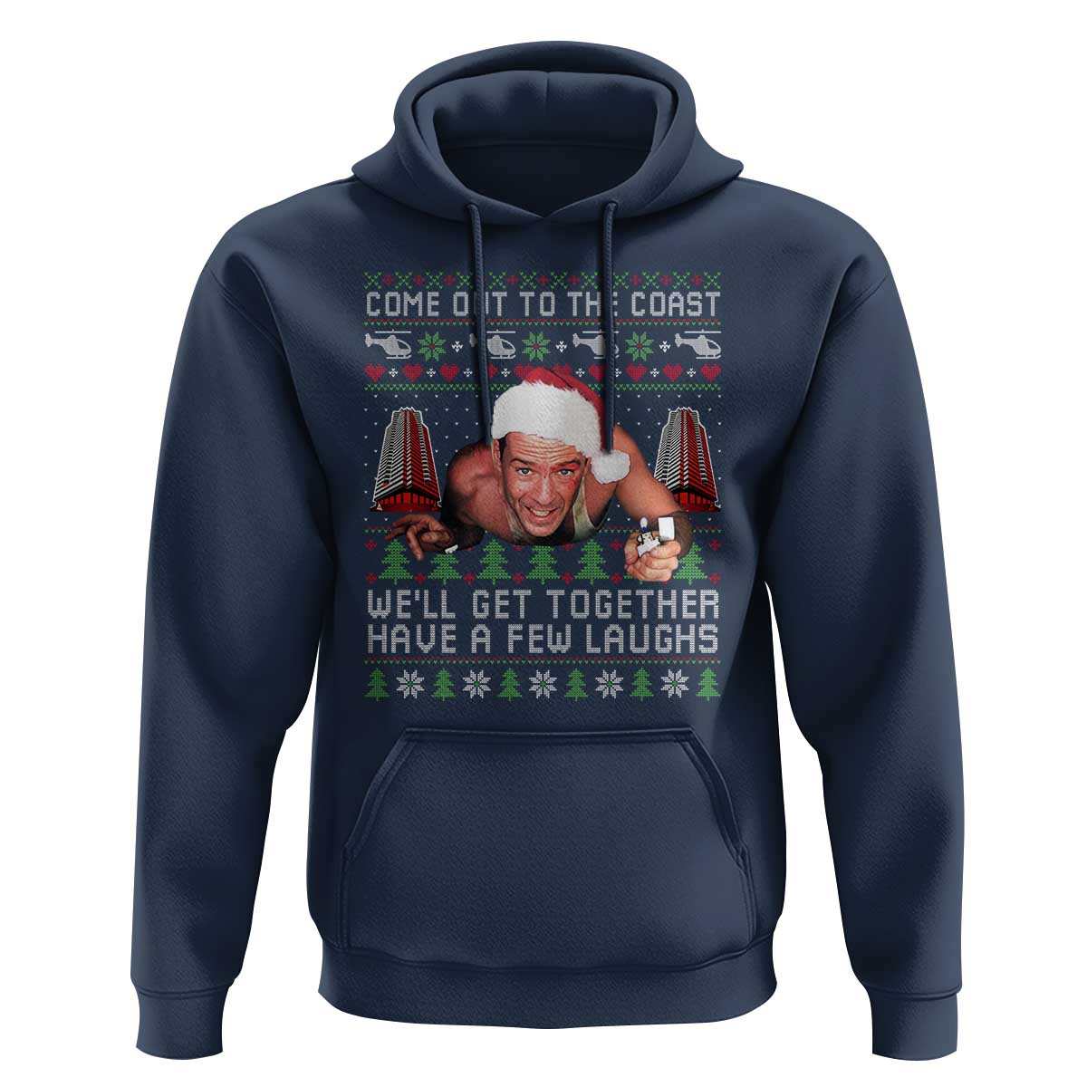 Funny Nakatomi Plaza Christmas Hoodie Come Out To The Coast John Xmas 80's Die Movie - Wonder Print Shop
