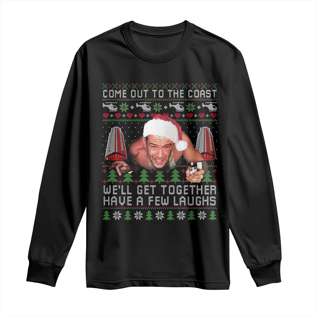 Funny Nakatomi Plaza Christmas Long Sleeve Shirt Come Out To The Coast John Xmas 80's Die Movie - Wonder Print Shop