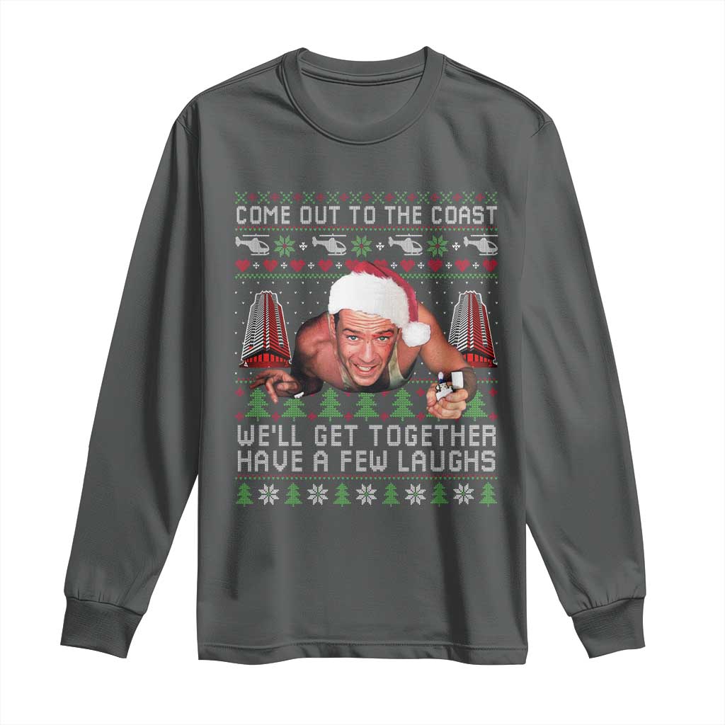 Funny Nakatomi Plaza Christmas Long Sleeve Shirt Come Out To The Coast John Xmas 80's Die Movie - Wonder Print Shop