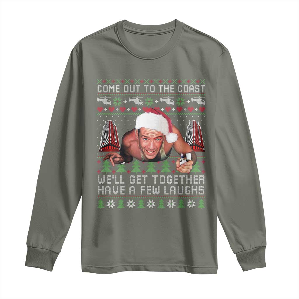 Funny Nakatomi Plaza Christmas Long Sleeve Shirt Come Out To The Coast John Xmas 80's Die Movie - Wonder Print Shop