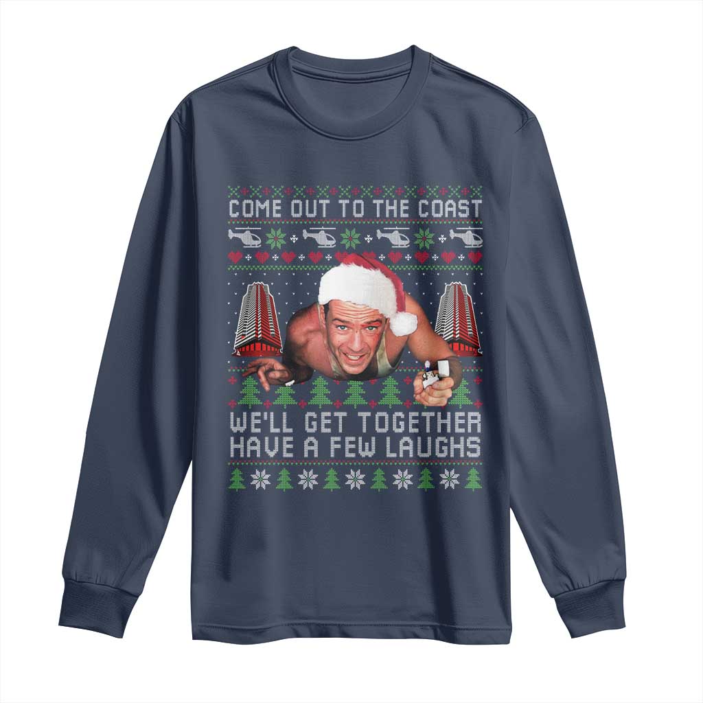 Funny Nakatomi Plaza Christmas Long Sleeve Shirt Come Out To The Coast John Xmas 80's Die Movie - Wonder Print Shop