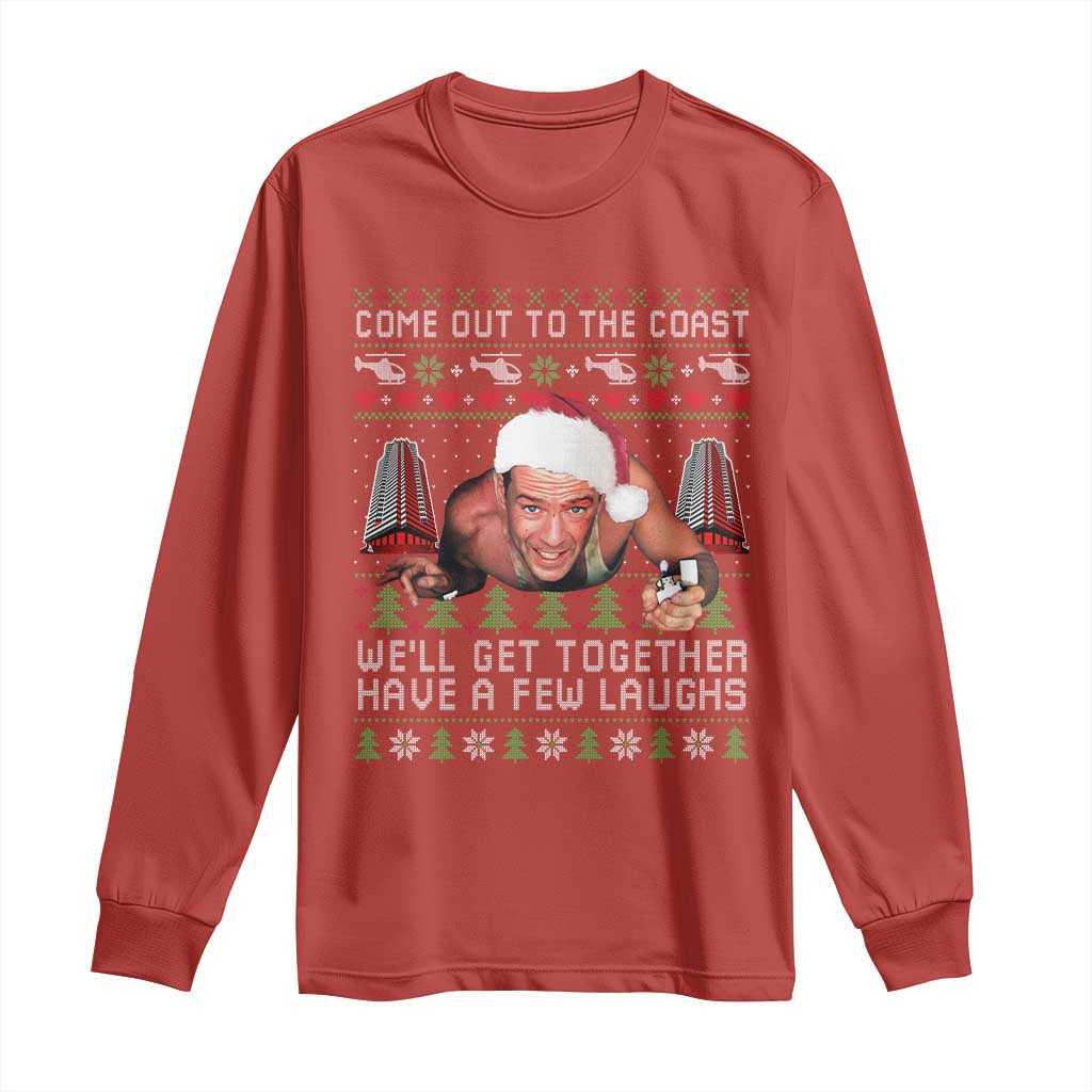 Funny Nakatomi Plaza Christmas Long Sleeve Shirt Come Out To The Coast John Xmas 80's Die Movie - Wonder Print Shop