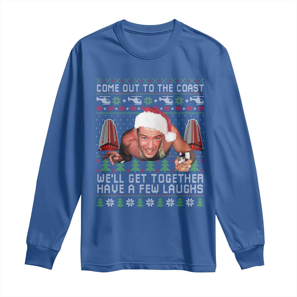 Funny Nakatomi Plaza Christmas Long Sleeve Shirt Come Out To The Coast John Xmas 80's Die Movie - Wonder Print Shop