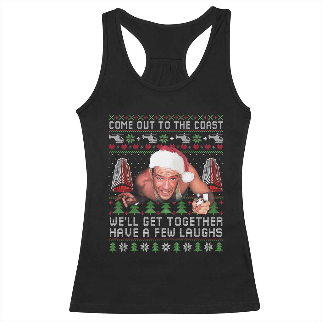 Funny Nakatomi Plaza Christmas Racerback Tank Top Come Out To The Coast John Xmas 80's Die Movie - Wonder Print Shop