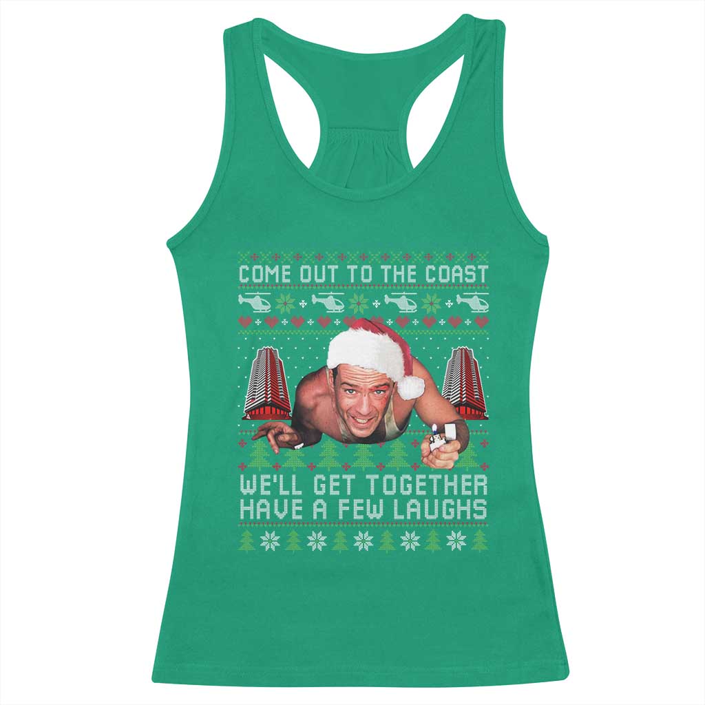 Funny Nakatomi Plaza Christmas Racerback Tank Top Come Out To The Coast John Xmas 80's Die Movie - Wonder Print Shop