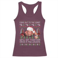 Funny Nakatomi Plaza Christmas Racerback Tank Top Come Out To The Coast John Xmas 80's Die Movie - Wonder Print Shop