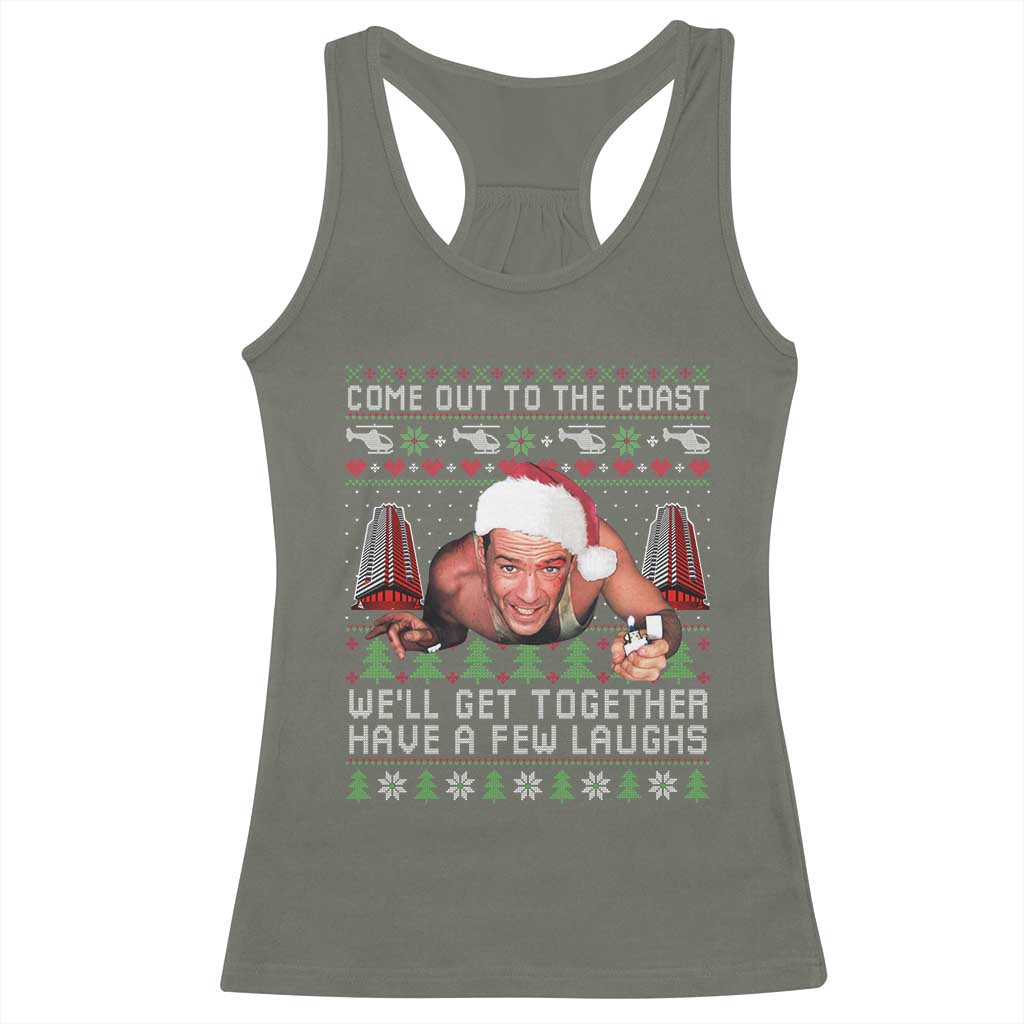 Funny Nakatomi Plaza Christmas Racerback Tank Top Come Out To The Coast John Xmas 80's Die Movie - Wonder Print Shop
