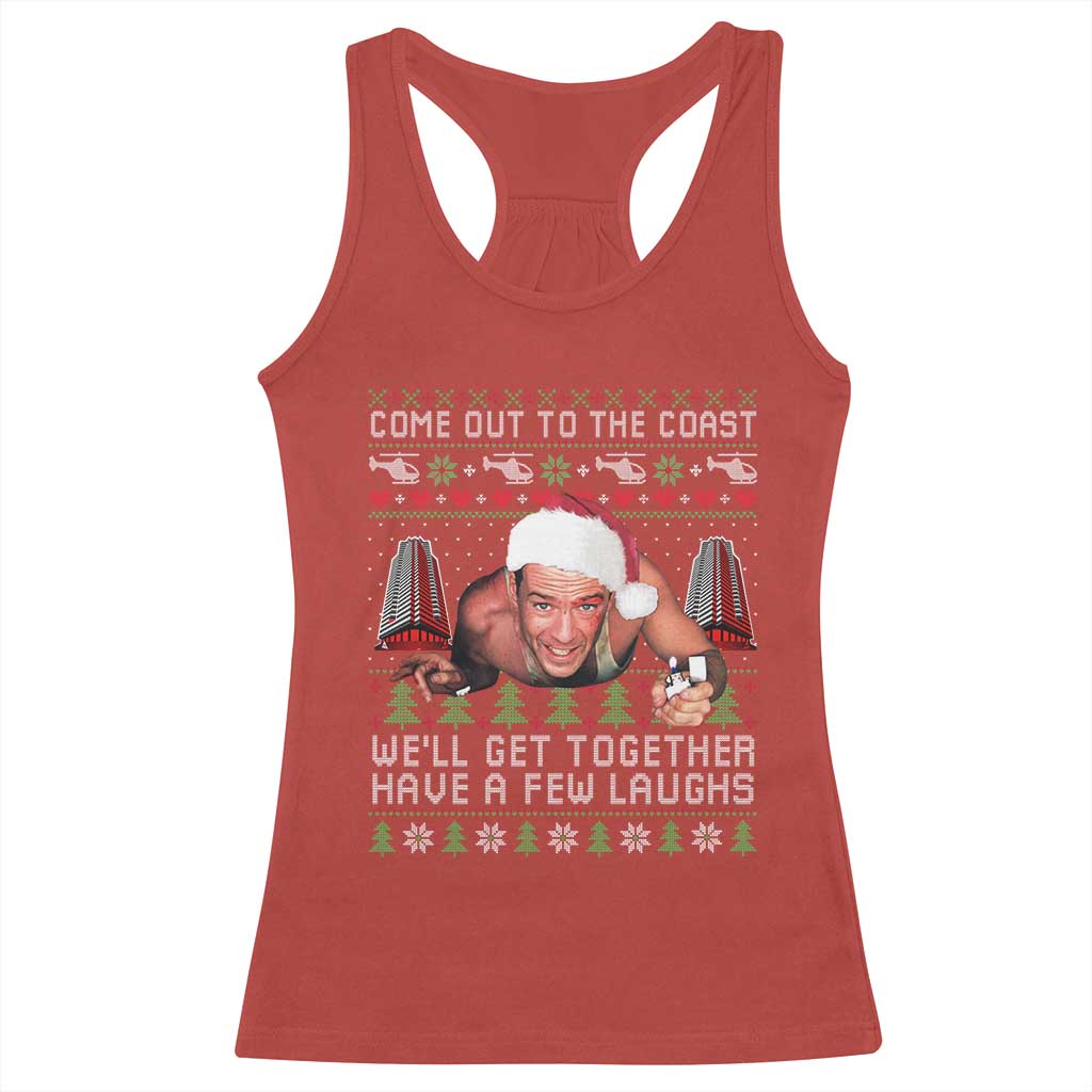 Funny Nakatomi Plaza Christmas Racerback Tank Top Come Out To The Coast John Xmas 80's Die Movie - Wonder Print Shop