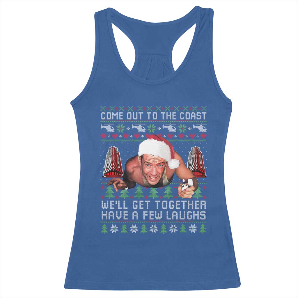 Funny Nakatomi Plaza Christmas Racerback Tank Top Come Out To The Coast John Xmas 80's Die Movie - Wonder Print Shop