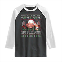 Funny Nakatomi Plaza Christmas Raglan Shirt Come Out To The Coast John Xmas 80's Die Movie - Wonder Print Shop