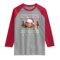 Funny Nakatomi Plaza Christmas Raglan Shirt Come Out To The Coast John Xmas 80's Die Movie - Wonder Print Shop
