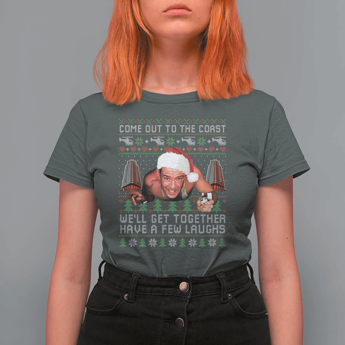 Funny Nakatomi Plaza Christmas T Shirt For Women Come Out To The Coast John Xmas 80's Die Movie - Wonder Print Shop