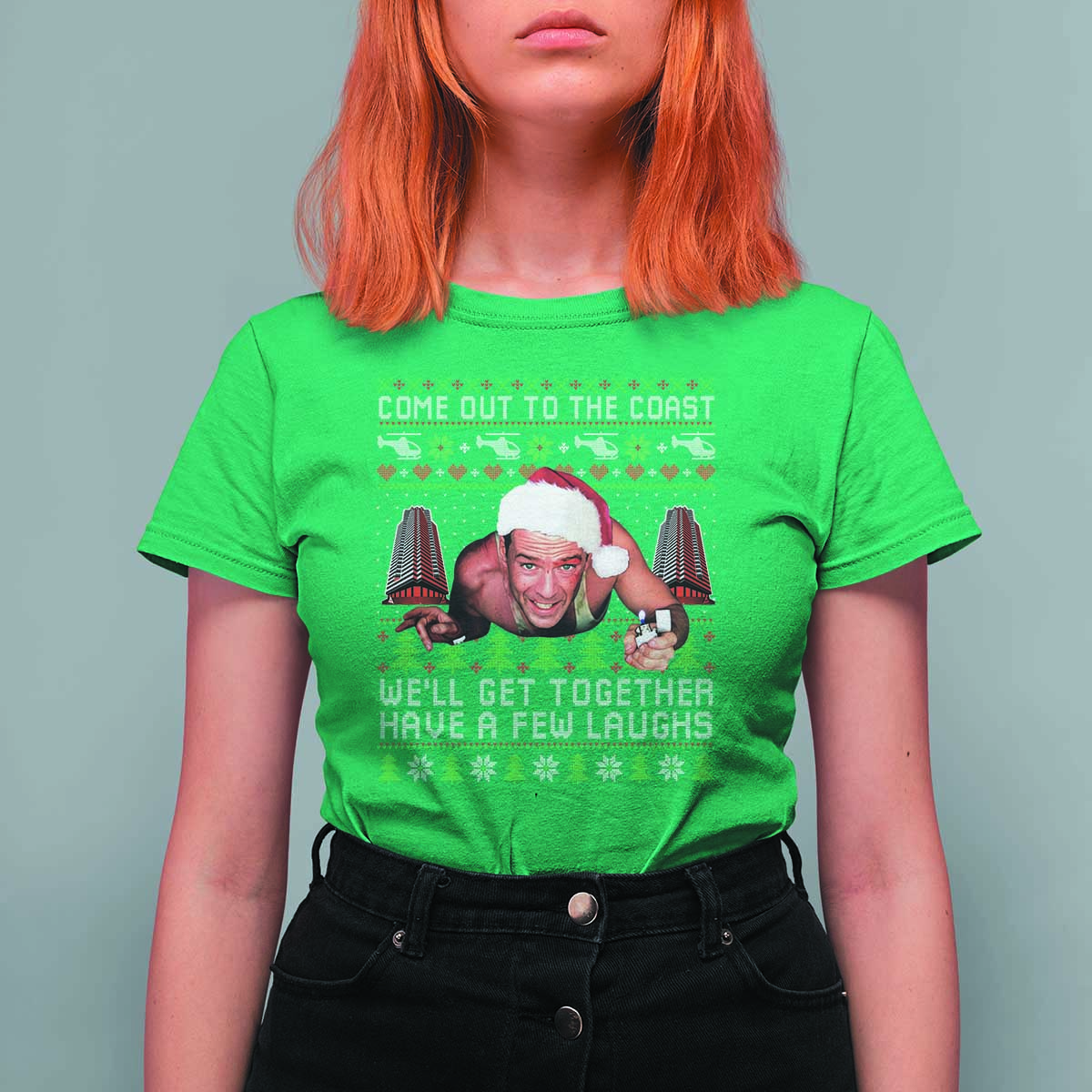 Funny Nakatomi Plaza Christmas T Shirt For Women Come Out To The Coast John Xmas 80's Die Movie - Wonder Print Shop