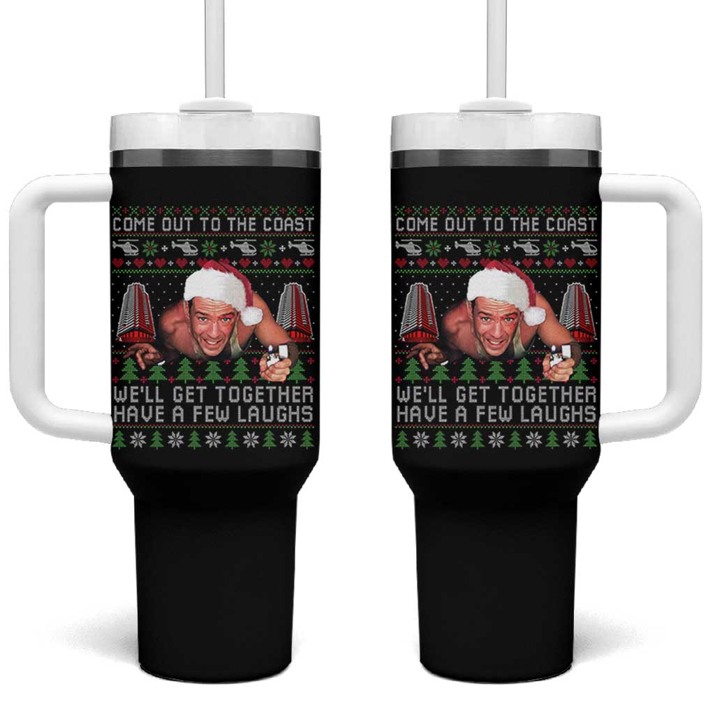 Funny Nakatomi Plaza Christmas Tumbler With Handle Come Out To The Coast John Xmas 80's Die Movie - Wonder Print Shop