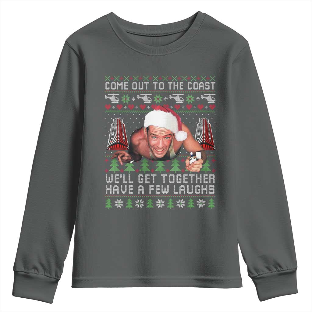 Funny Nakatomi Plaza Christmas Youth Sweatshirt Come Out To The Coast John Xmas 80's Die Movie - Wonder Print Shop