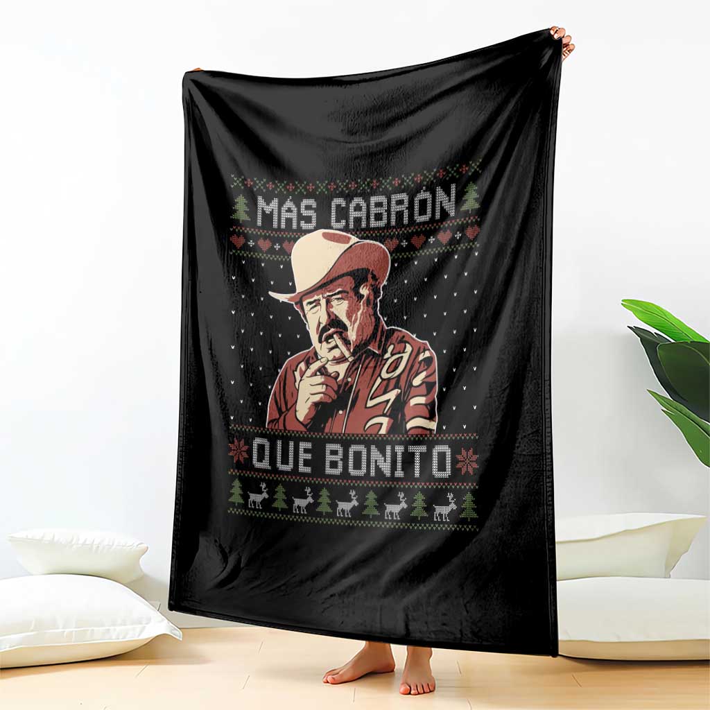 Funny Julian Garza Christmas Throw Blanket Mas Cabron Que Bonito Cowboy Holiday Mexican Xmas - Wonder Print Shop