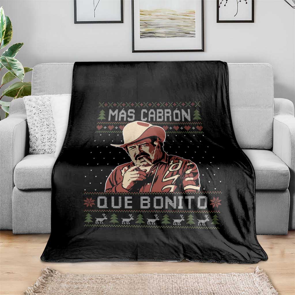Funny Julian Garza Christmas Throw Blanket Mas Cabron Que Bonito Cowboy Holiday Mexican Xmas - Wonder Print Shop