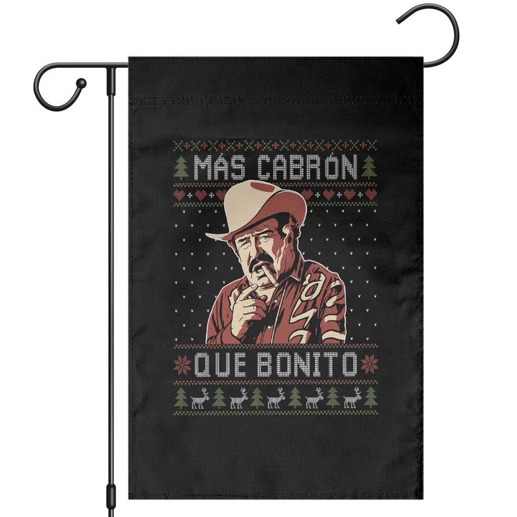 Funny Julian Garza Christmas Garden Flag Mas Cabron Que Bonito Cowboy Holiday Mexican Xmas - Wonder Print Shop