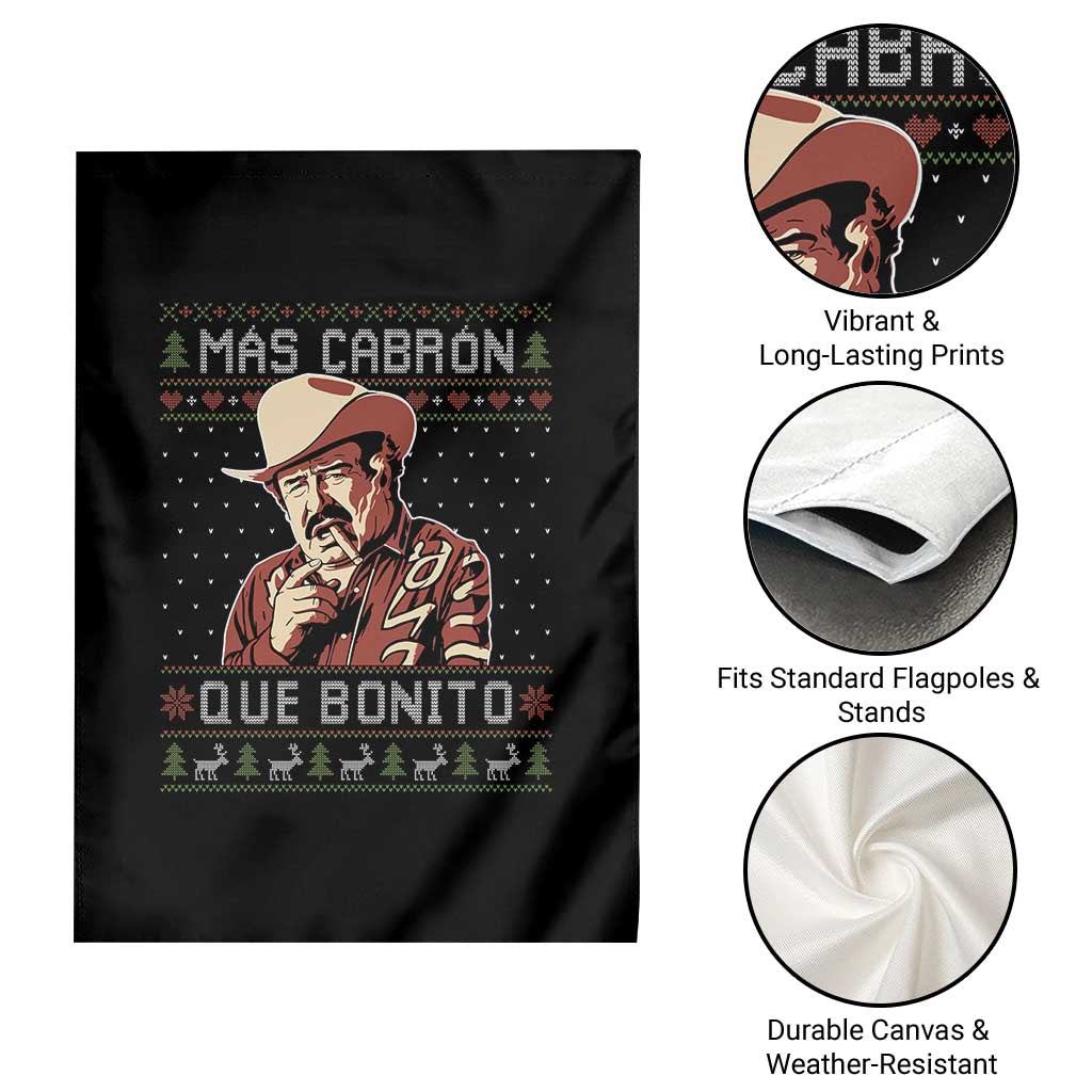 Funny Julian Garza Christmas Garden Flag Mas Cabron Que Bonito Cowboy Holiday Mexican Xmas - Wonder Print Shop