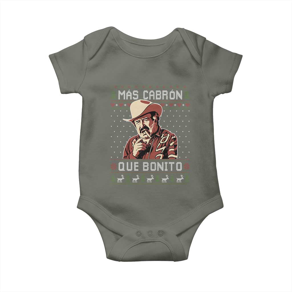 Funny Julian Garza Christmas Baby Onesie Mas Cabron Que Bonito Cowboy Holiday Mexican Xmas - Wonder Print Shop