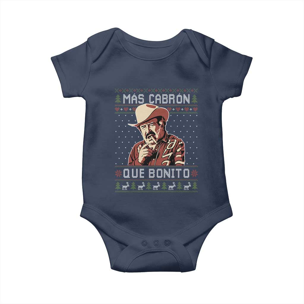 Funny Julian Garza Christmas Baby Onesie Mas Cabron Que Bonito Cowboy Holiday Mexican Xmas - Wonder Print Shop