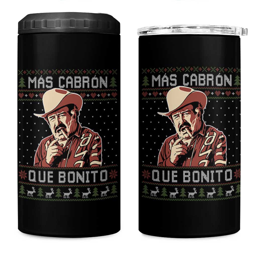 Funny Julian Garza Christmas 4 in 1 Can Cooler Tumbler Mas Cabron Que Bonito Cowboy Holiday Mexican Xmas - Wonder Print Shop