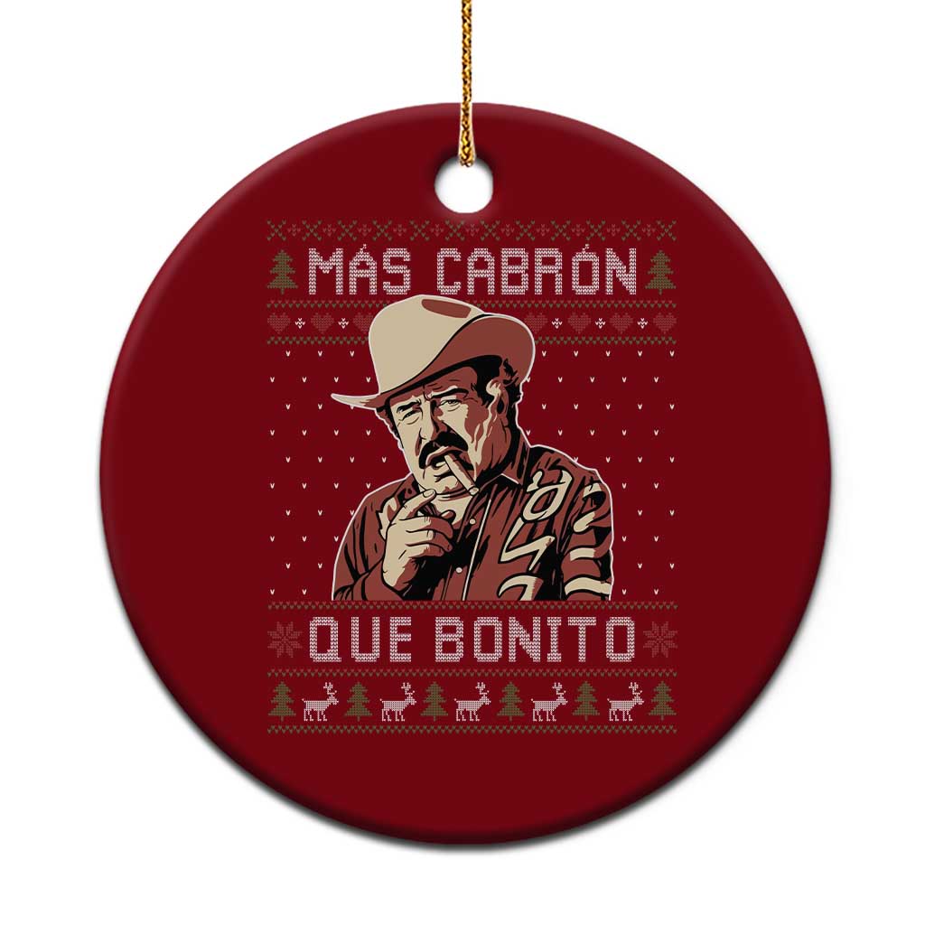 Funny Julian Garza Christmas Ceramic Ornament Mas Cabron Que Bonito Cowboy Holiday Mexican Xmas - Wonder Print Shop