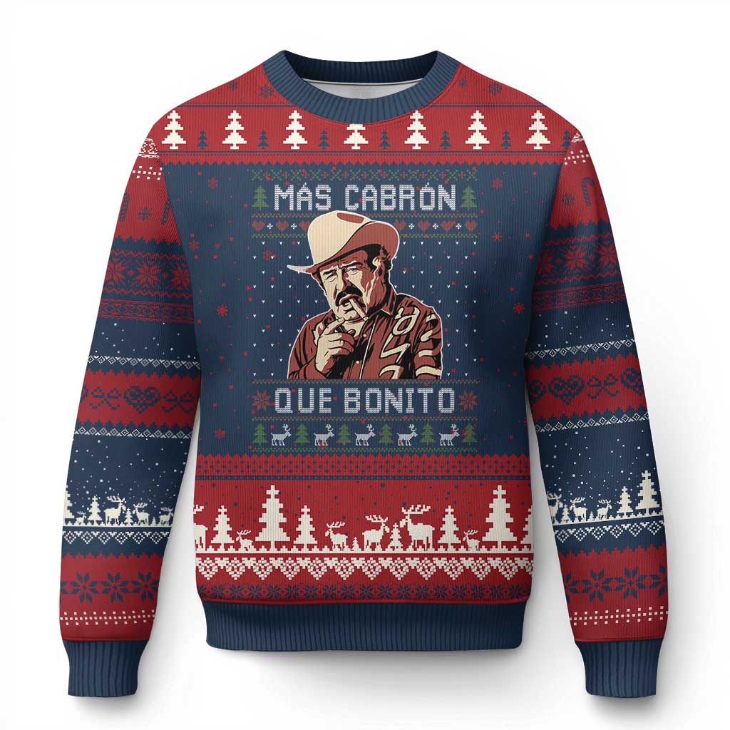Funny Julian Garza Xmas Ugly Christmas Sweater Mas Cabron Que Bonito Cowboy Holiday Mexican Xmas - Wonder Print Shop