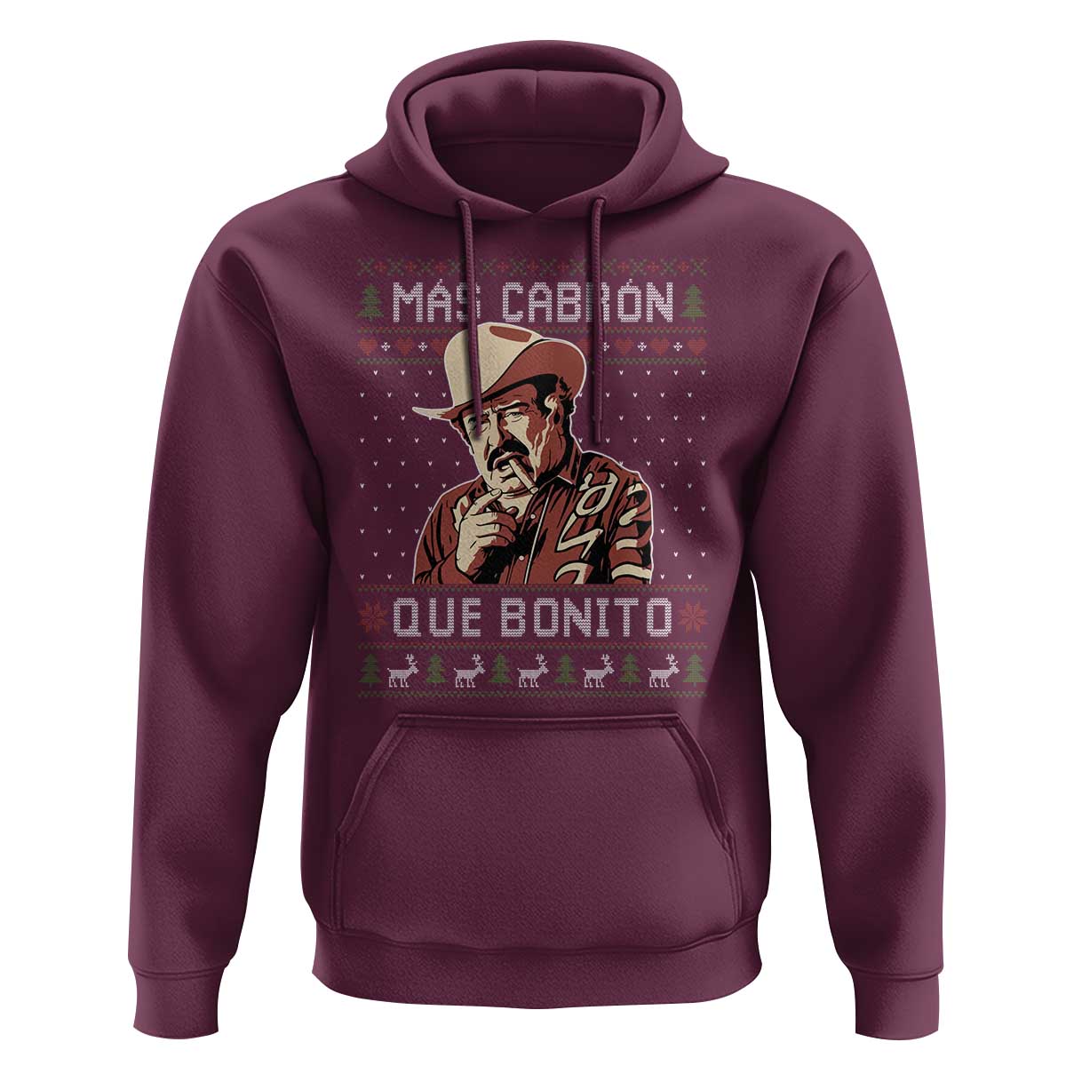 Funny Julian Garza Christmas Hoodie Mas Cabron Que Bonito Cowboy Holiday Mexican Xmas - Wonder Print Shop