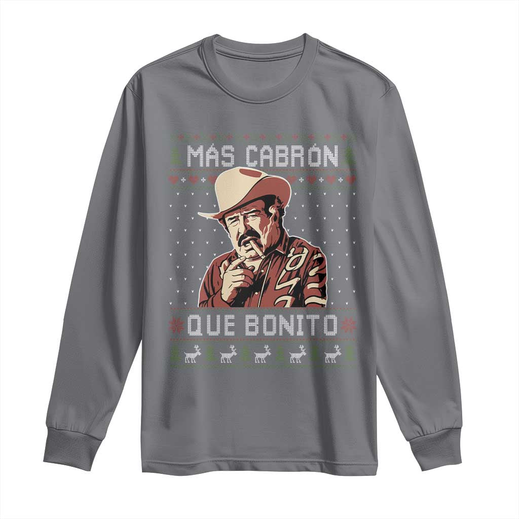 Funny Julian Garza Christmas Long Sleeve Shirt Mas Cabron Que Bonito Cowboy Holiday Mexican Xmas - Wonder Print Shop