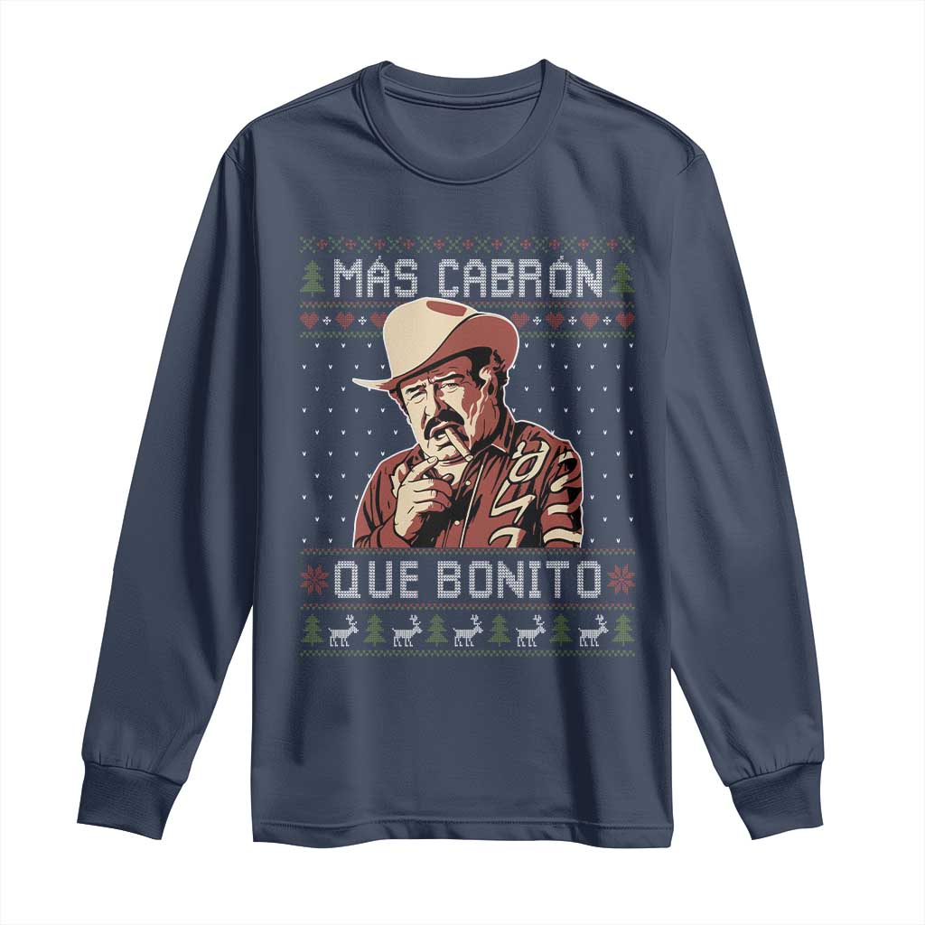 Funny Julian Garza Christmas Long Sleeve Shirt Mas Cabron Que Bonito Cowboy Holiday Mexican Xmas - Wonder Print Shop