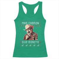 Funny Julian Garza Christmas Racerback Tank Top Mas Cabron Que Bonito Cowboy Holiday Mexican Xmas - Wonder Print Shop