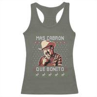 Funny Julian Garza Christmas Racerback Tank Top Mas Cabron Que Bonito Cowboy Holiday Mexican Xmas - Wonder Print Shop