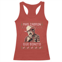 Funny Julian Garza Christmas Racerback Tank Top Mas Cabron Que Bonito Cowboy Holiday Mexican Xmas - Wonder Print Shop