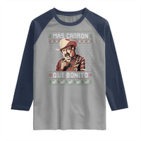 Funny Julian Garza Christmas Raglan Shirt Mas Cabron Que Bonito Cowboy Holiday Mexican Xmas - Wonder Print Shop