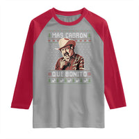Funny Julian Garza Christmas Raglan Shirt Mas Cabron Que Bonito Cowboy Holiday Mexican Xmas - Wonder Print Shop