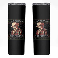 Funny Julian Garza Christmas Skinny Tumbler Mas Cabron Que Bonito Cowboy Holiday Mexican Xmas - Wonder Print Shop