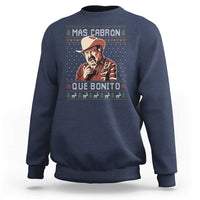 Funny Julian Garza Christmas Sweatshirt Mas Cabron Que Bonito Cowboy Holiday Mexican Xmas - Wonder Print Shop